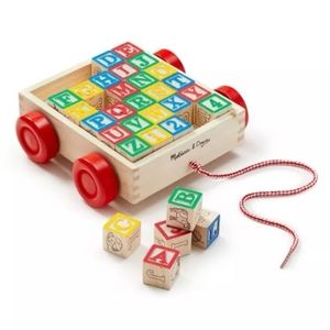 🎀Melissa & Doug Classic ABC Wooden Cart with 30 blocks